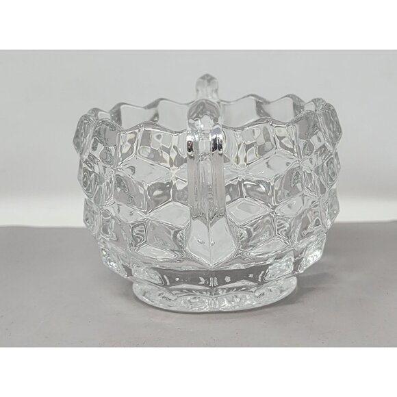 Vintage Clear Glass Cream &‎ Sugar Bowls With Elegant Cut Design (Not a Set) - Picture 11 of 15